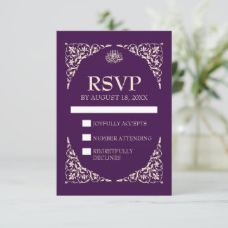 Königliche Pflaume Islamische Hochzeit RSVP Karte