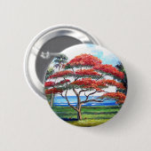 Königliche Poinciana Baum-Kunst Button (Vorne & Hinten)