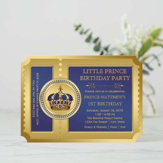 Königliche Prinz-Birthday-Party Einladung (Stehend Vorderseite)