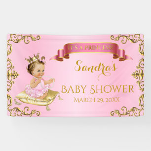 Königliche Prinzessin Baby Mädchen auf Kissen Rosa Banner