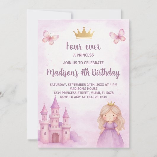 Königliche Prinzessin Birthday Einladung (Vorderseite)