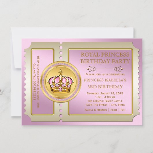 Königliche Prinzessin Birthday Party Einladung (Vorderseite)