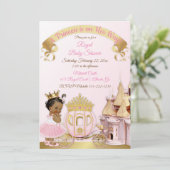 Königliche Prinzessin Burg Beförderung Pink Gold G Einladung (Stehend Vorderseite)