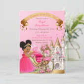 Königliche Prinzessin Burg Beförderung Pink Gold G Einladung (Stehend Vorderseite)