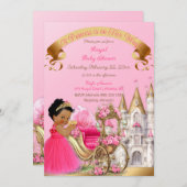 Königliche Prinzessin Burg Beförderung Pink Gold G Einladung (Vorne/Hinten)