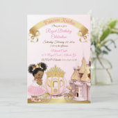 Königliche Prinzessin Burg Beförderung Pink Gold G Einladung (Stehend Vorderseite)