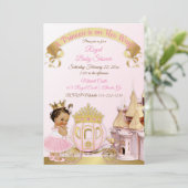 Königliche Prinzessin Burg Beförderung Pink Gold G Einladung (Stehend Vorderseite)