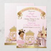 Königliche Prinzessin Burg Beförderung Pink Gold G Einladung (Vorne/Hinten)