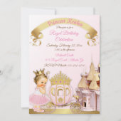 Königliche Prinzessin Burg Beförderung Pink Gold G Einladung (Vorderseite)