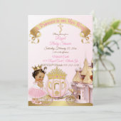 Königliche Prinzessin Burg Beförderung Pink Gold G Einladung (Stehend Vorderseite)