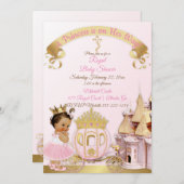 Königliche Prinzessin Burg Beförderung Pink Gold G Einladung (Vorne/Hinten)