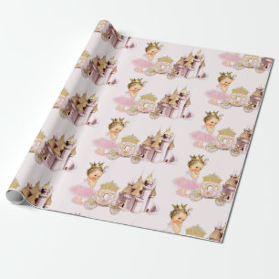 Königliche Prinzessin Burg Beförderung Pink Gold G Geschenkpapier