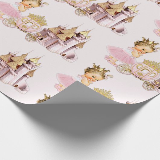 Königliche Prinzessin Burg Beförderung Pink Gold G Geschenkpapier (Ecke)