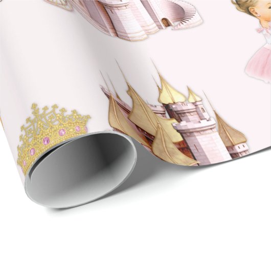 Königliche Prinzessin Burg Beförderung Pink Gold G Geschenkpapier (Rolleneckpunkt)