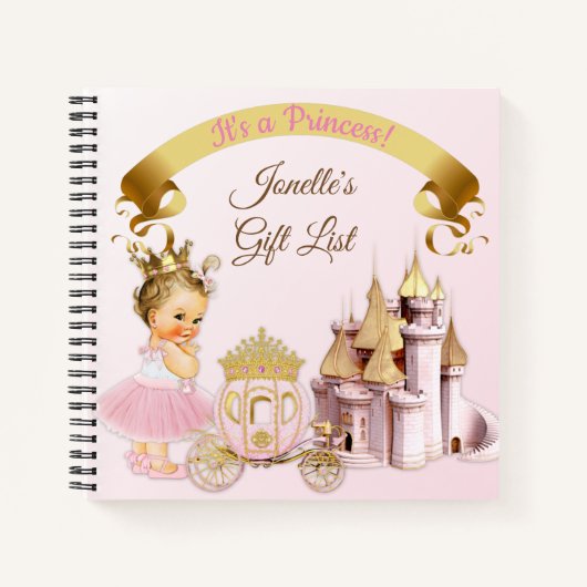 Königliche Prinzessin Burg Beförderung Pink Gold G Notizbuch (Vorderseite)