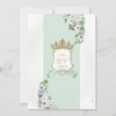 Königliche Prinzessin Minze Green & Gold Quinceane Einladung (Rückseite)
