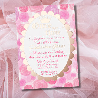 Königliche Prinzessin Rosa Roségold Mädchen Geburt Folieneinladung