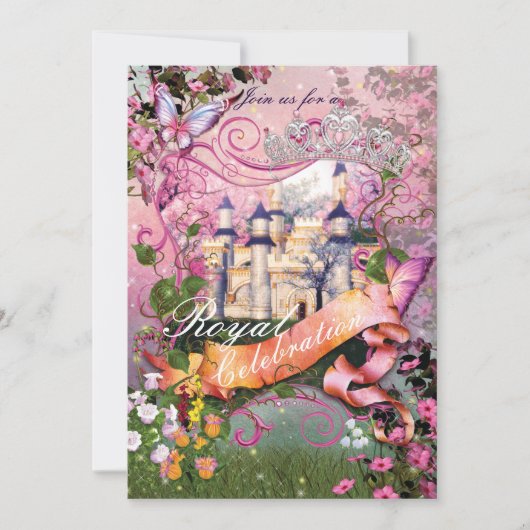 Königliche Prinzessin Unicorn Geburtstagsparty Ein Einladung (Vorderseite)