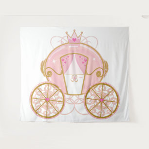 Königliche Prinzessinnen-Kutsche Rosa & Gold Party Wandteppich