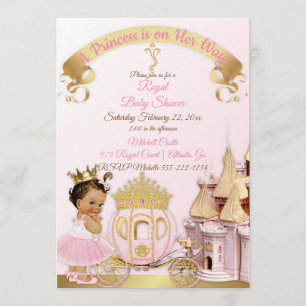 Königliche Prinzessinnen-Schloss-Kutsche Rosa Gold Einladung