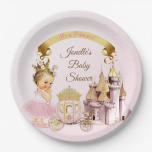 Königliche Prinzessinnen-Schloss-Kutsche Rosa Gold Pappteller