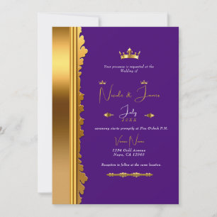 Königliche Purpur Gold Elegante Glamour Hochzeit   Einladung