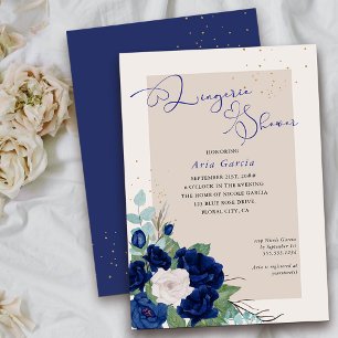 Königliche Rose Blaue Elfenbein Florale Unterwäsch Einladung