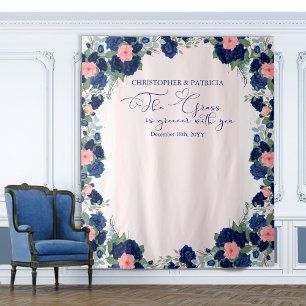 Königliche Rose Blaue Korallen Blumen Hochzeit Wandteppich