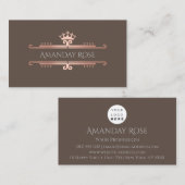 Königliche Rose Name Blush Frame Elegantes VIP Visitenkarte (Vorne/Hinten)