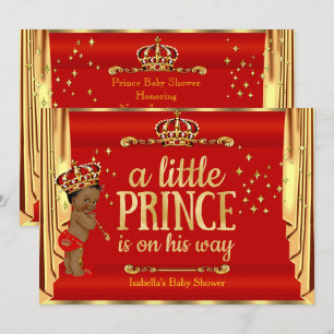 Königliche rote goldene Vorhänge Prinz Baby Shower Einladung