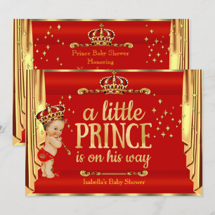 Königliche rote goldene Vorhänge Prinz Baby Shower Einladung