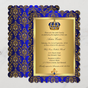 Königliche Royal Blue Krone Taufeinladung Einladung