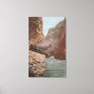Königliche Schlucht, CO - Sicht auf den Zug am Flu Leinwanddruck
