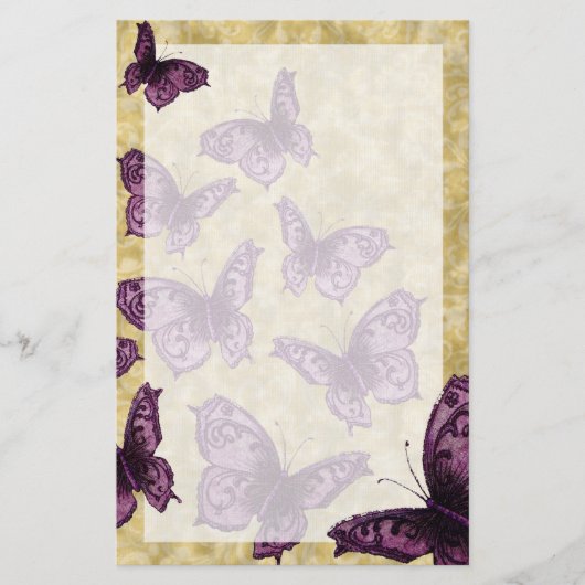 Königliche Schmetterlinge (violett) Briefpapier (Vorderseite)