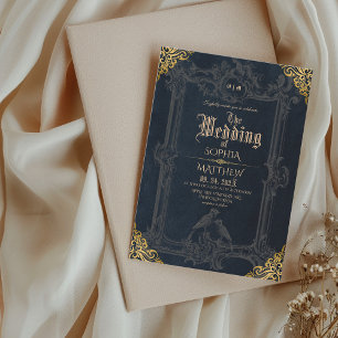 Königliche schwarze Gold-Fantasy mittelalterliche Einladung