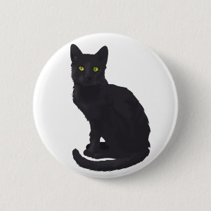 Königliche schwarze Katze Button