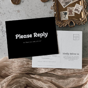 Königliche schwarze minimale Menüauswahl RSVP-Post Postkarte