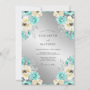 Königliche Teal-Winterhochzeit Einladung