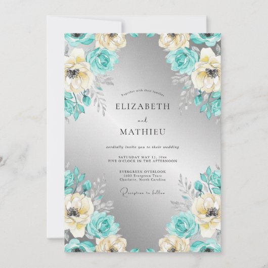 Königliche Teal-Winterhochzeit Einladung (Vorderseite)