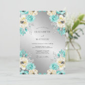 Königliche Teal-Winterhochzeit Einladung (Stehend Vorderseite)
