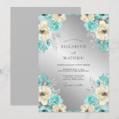 Königliche Teal-Winterhochzeit Einladung (Vorne/Hinten)