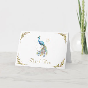 Königliche Vintage-Eleganz Pfau Baby Shower Dankeskarte