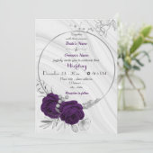 Königliche violette Blumen Silberkranz Einladung (Stehend Vorderseite)