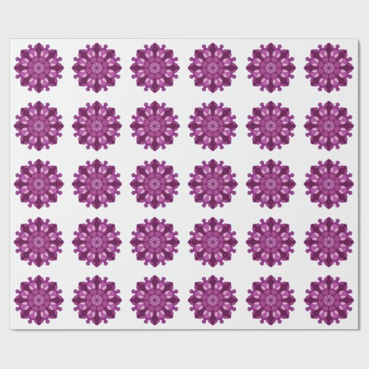 Königliche violette Blumenmandala Geschenkpapier (Flach)