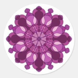 Königliche violette Blumenmandala Runder Aufkleber