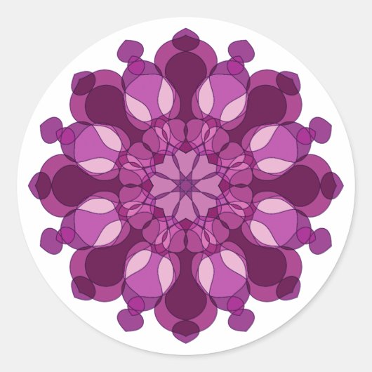 Königliche violette Blumenmandala Runder Aufkleber (Vorderseite)
