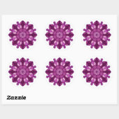 Königliche violette Blumenmandala Runder Aufkleber (Blatt)