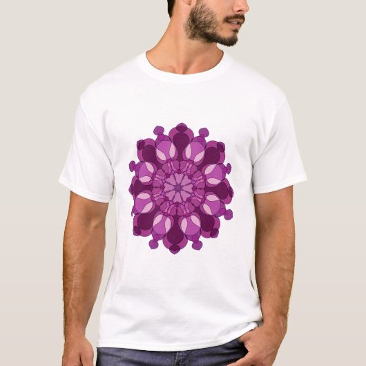 Königliche violette Blumenmandala T-Shirt (Vorderseite)