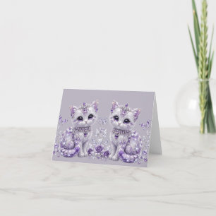 Königliche Violette Juwelen-Katzenfantasie Dankeskarte
