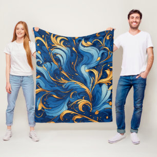 Königliche Wellen der Launen Wirbel aus Blau und G Fleecedecke